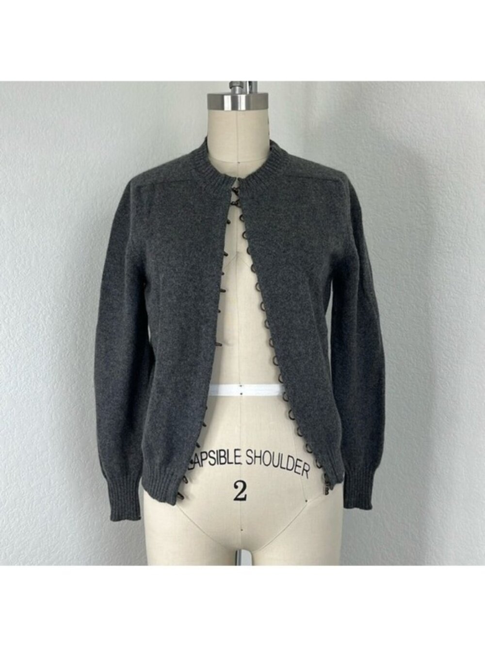 Balmain Cashmere Hook and Eye Closure Cardigan Sweater